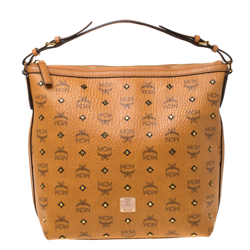 MCM Cognac Visetos Coated Canvas and Leather Crossbody Bag