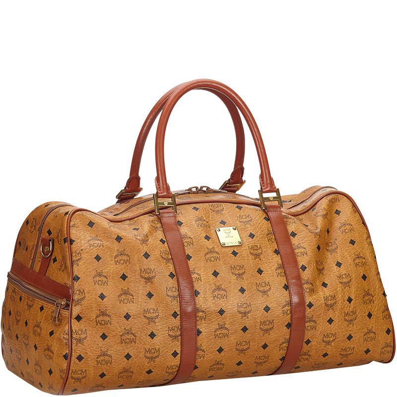 

MCM Brown Visetos Leather Duffle Bag