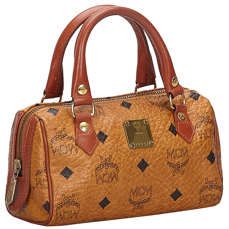 

MCM Brown Visetos Leather Satchel