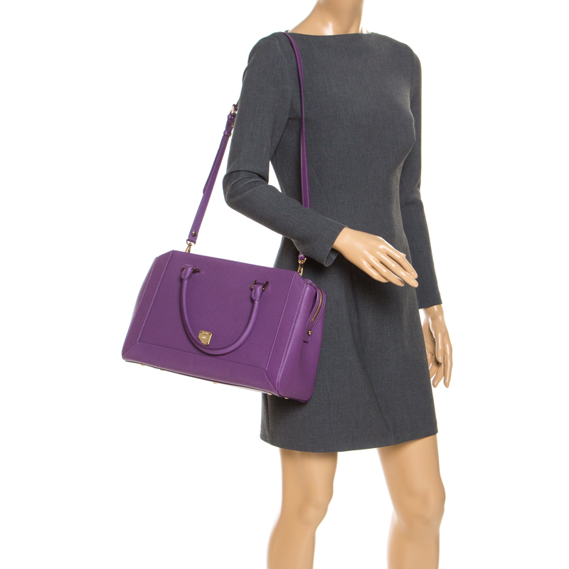 

MCM Purple Textured Leather Tote