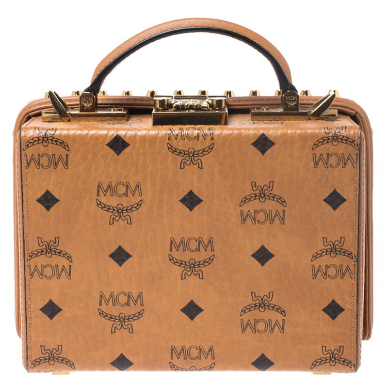 MCM Cognac Leather Berlin Top Handle Shoulder Bag