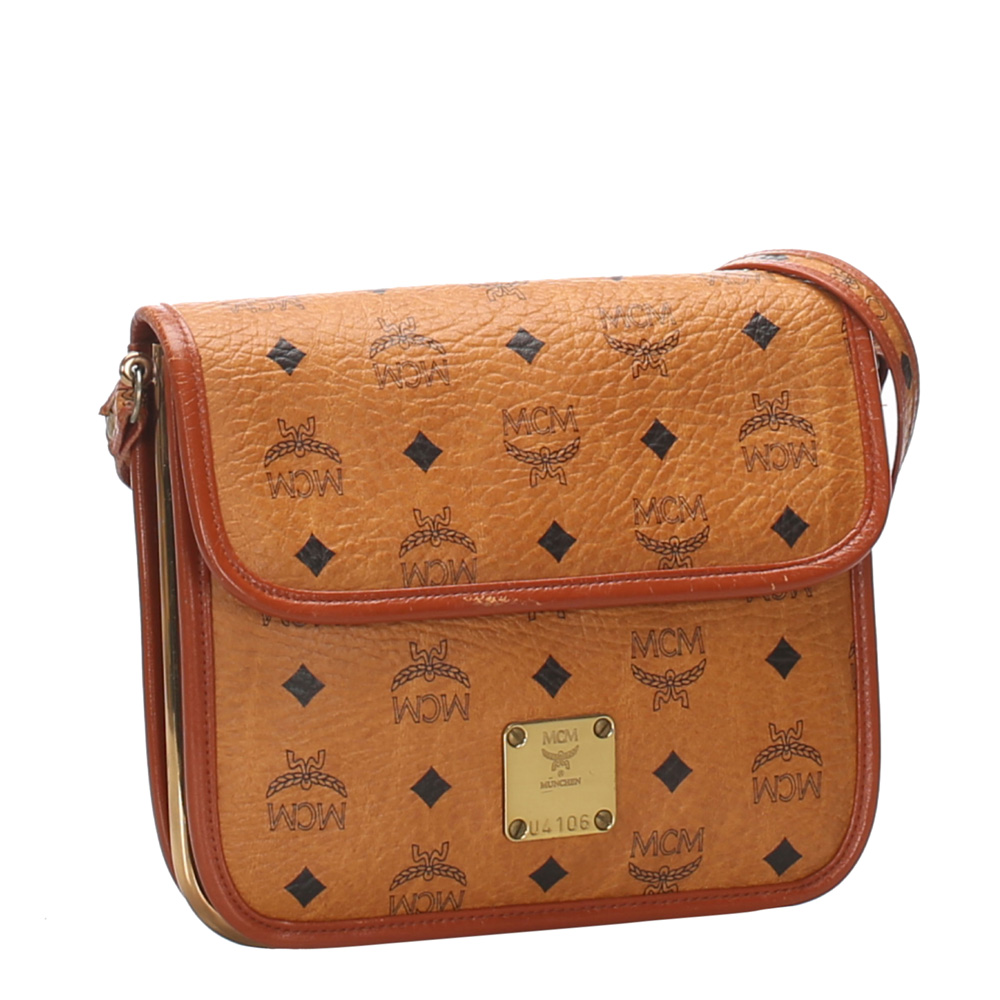 

MCM Brown Visetos Leather Crossbody Bag