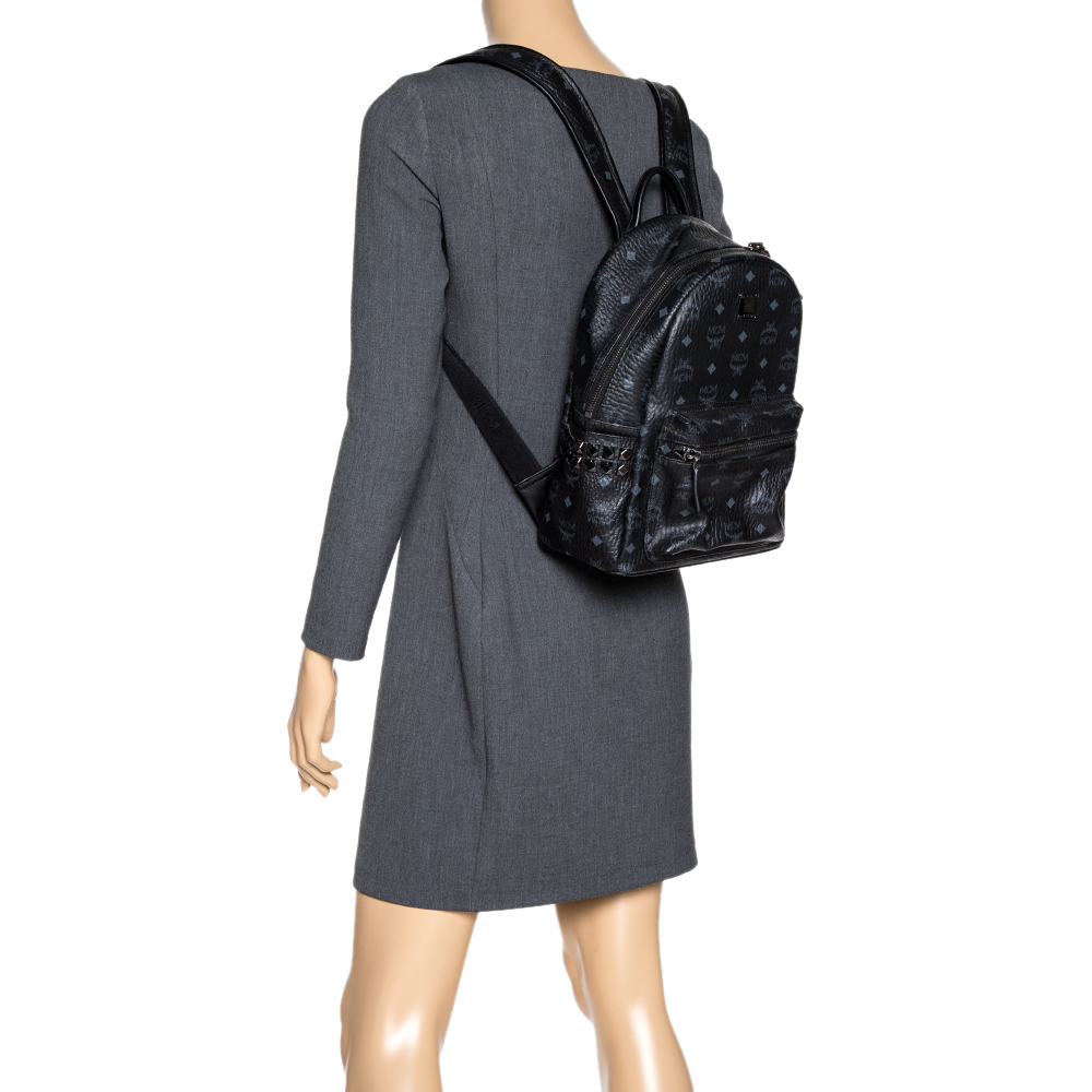 

MCM Black Visetos Coated Canvas Bebe Boo Backpack