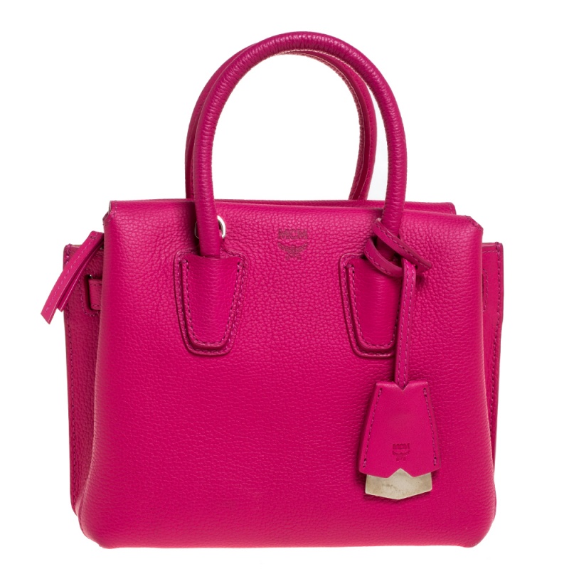 Pre Owned MCM Pink Leather Mini Milla Tote