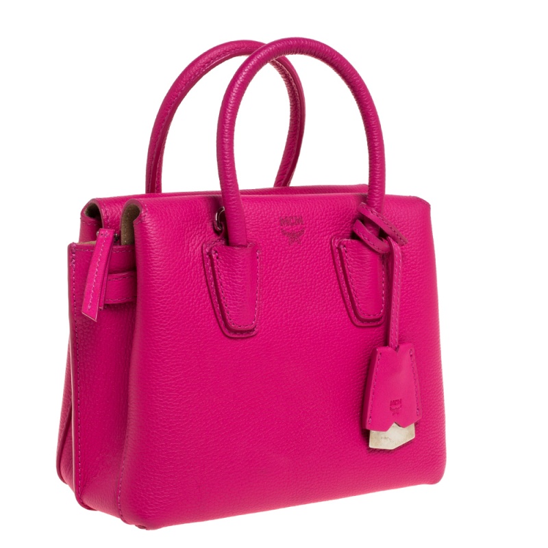 Leather tote MCM Pink in Leather - 32645830