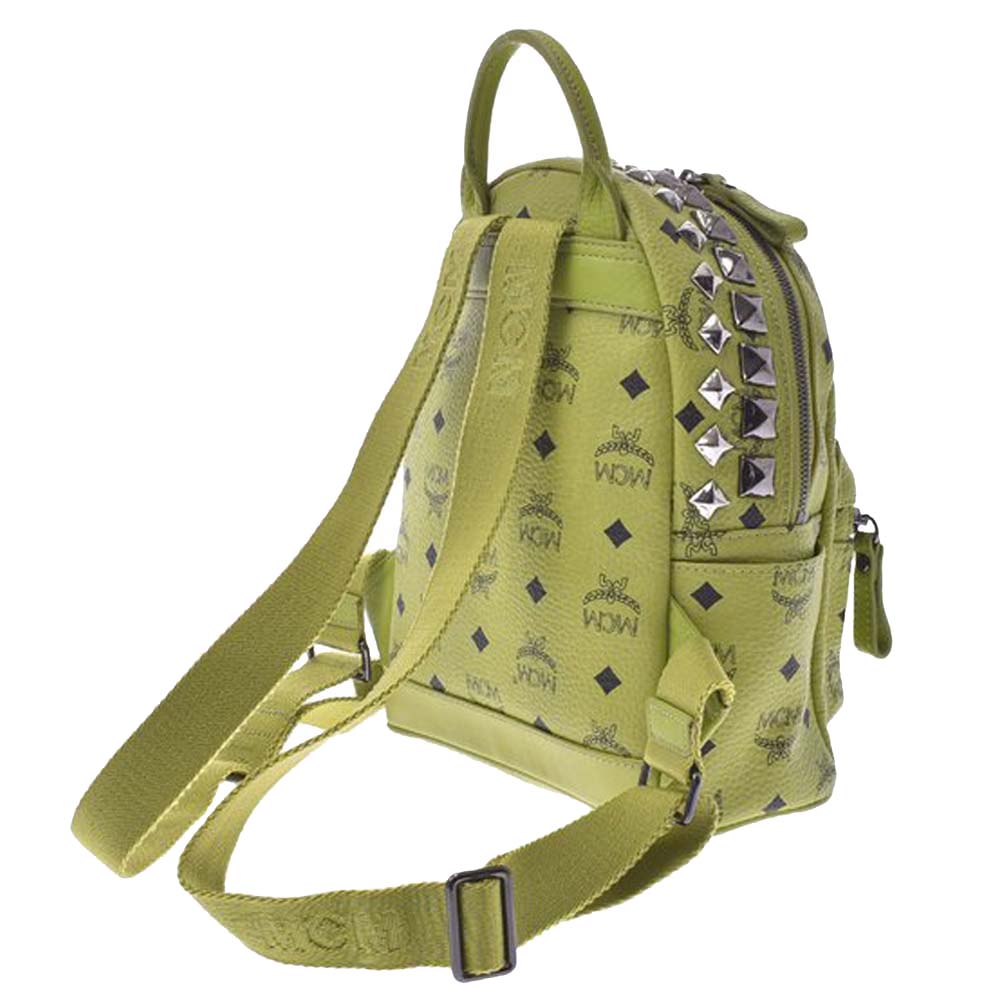 

MCM Lime Green and Black Leather-Trimmed Visetos coated canvas Stark Backpack Bag, Multicolor