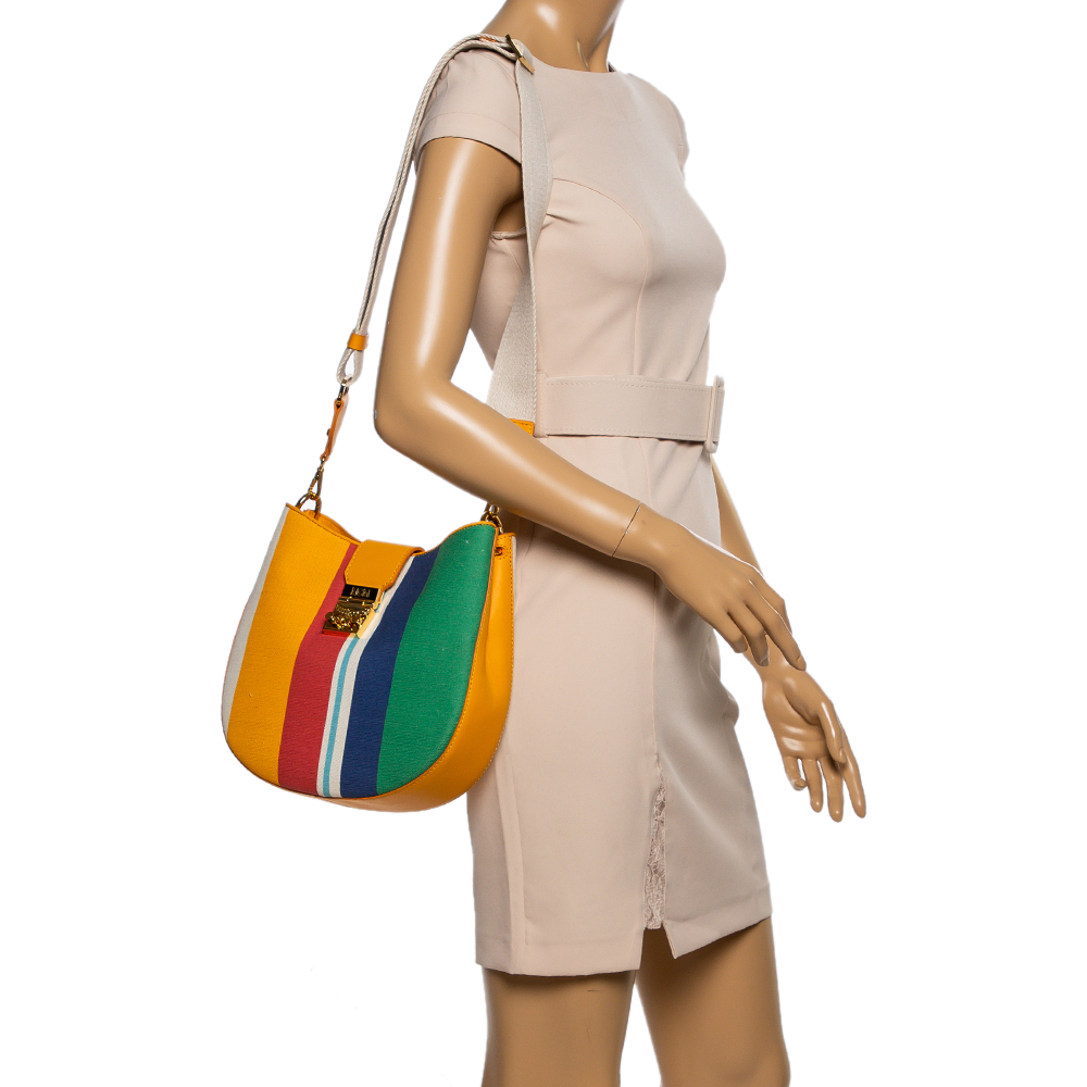 

MCM Multicolor Stripe Canvas and Leather Crossbody Bag