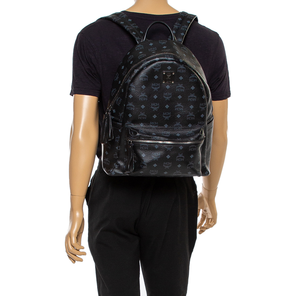 

MCM Black Visetos Coated Canvas Stark Backpack