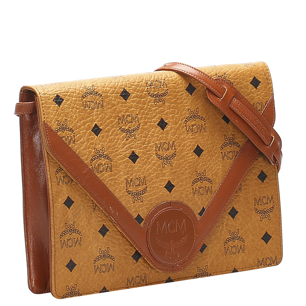 

MCM Brown Visetos Leather Crossbody Bag