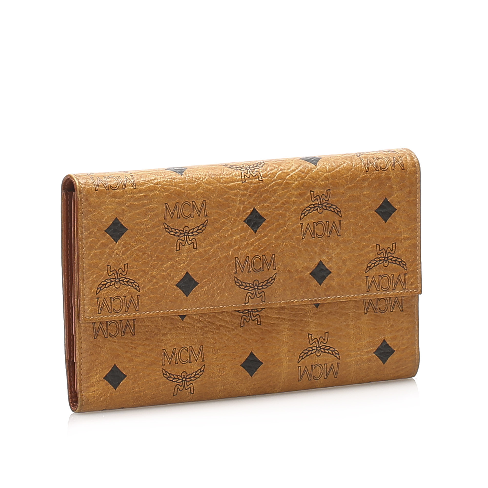 

MCM Brown Leather Tri-fold Visetos Small Wallet, Black