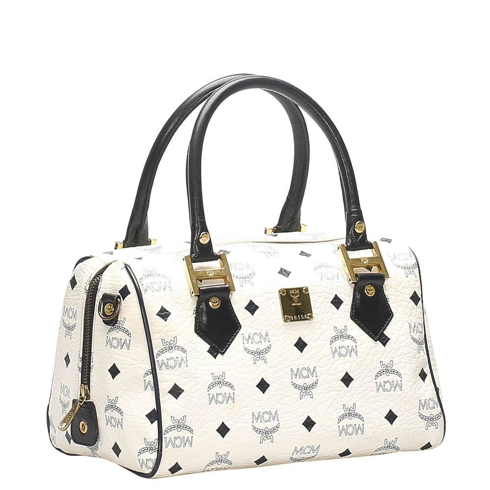

MCM White Leather Visetos Bag