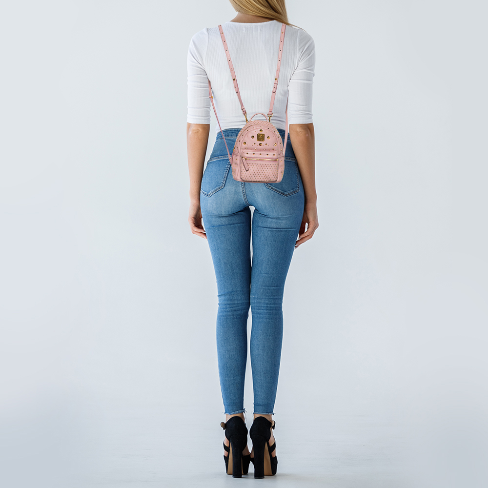 

MCM Baby Pink Leather X Mini Studded Stark-Bebe Boo Backpack