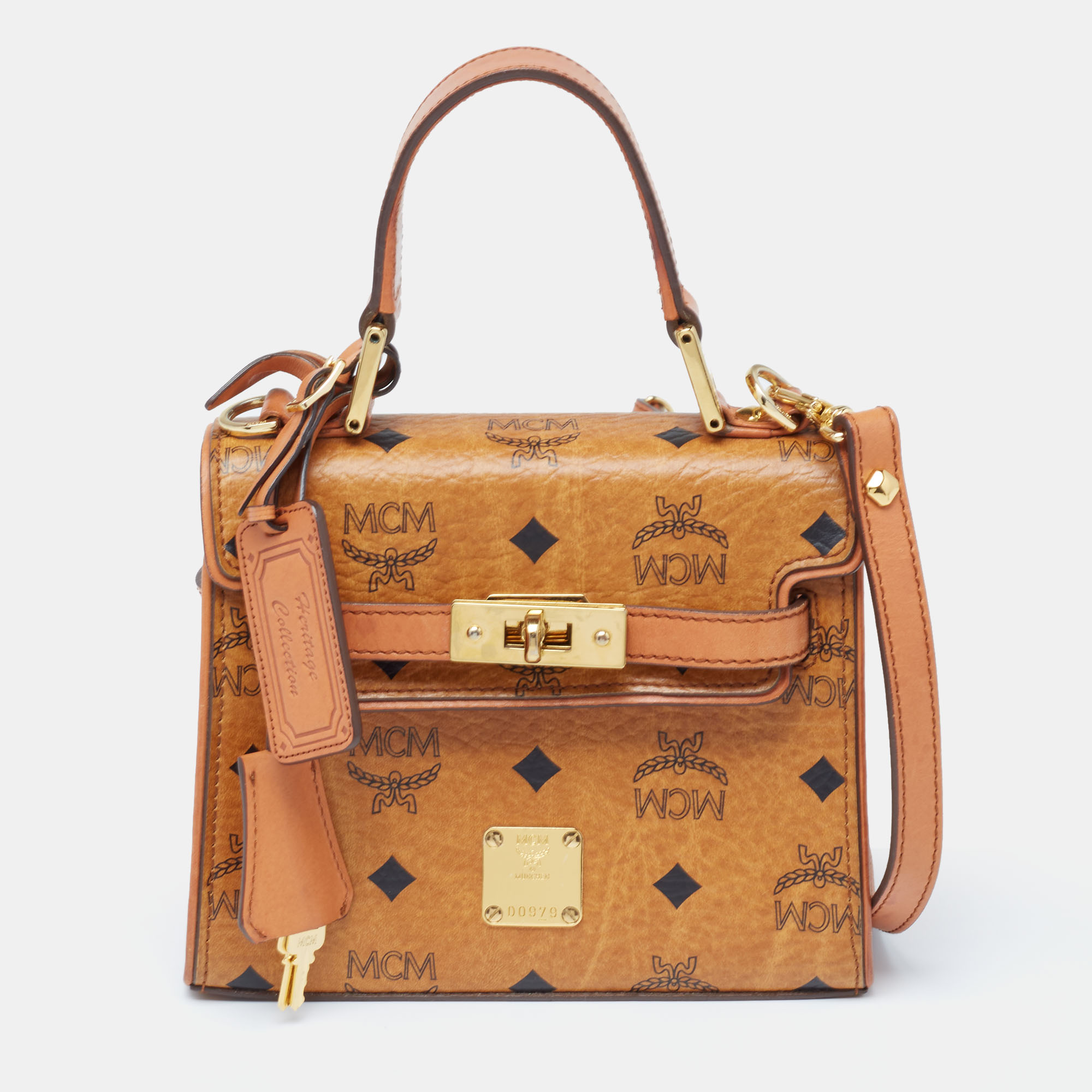 MCM Brown Visetos Coated Canvas and Leather Embellished Mini