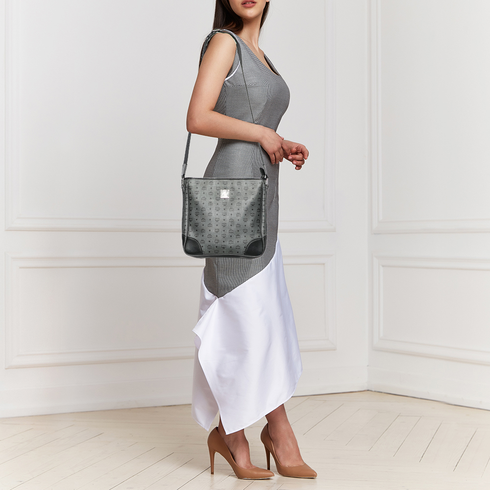 

MCM Black/Grey Coated Canvas and Leather Crossbody Bag