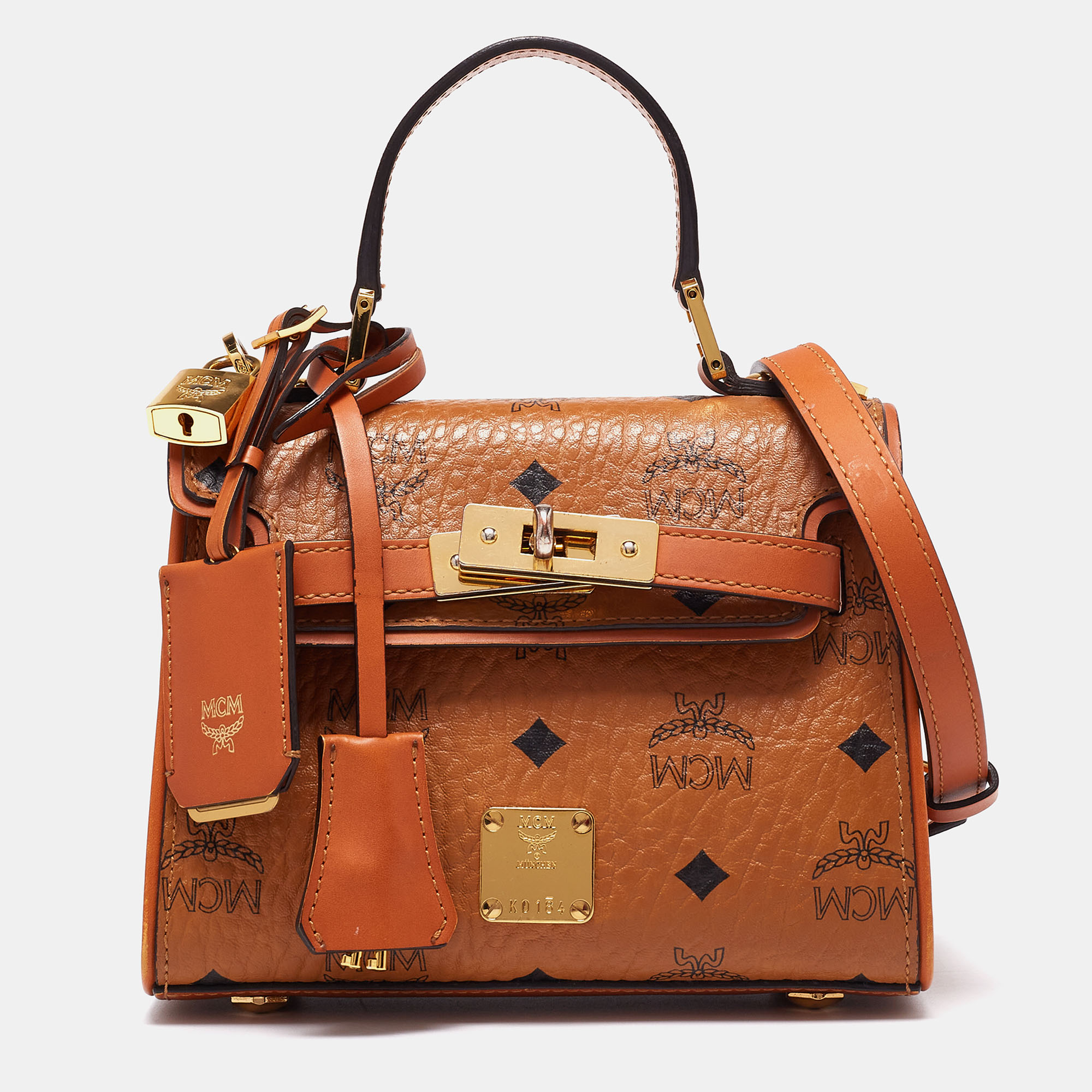 Pre-owned Mcm Cognac Visetos Coated Canvas And Leather Mini Heritage ...
