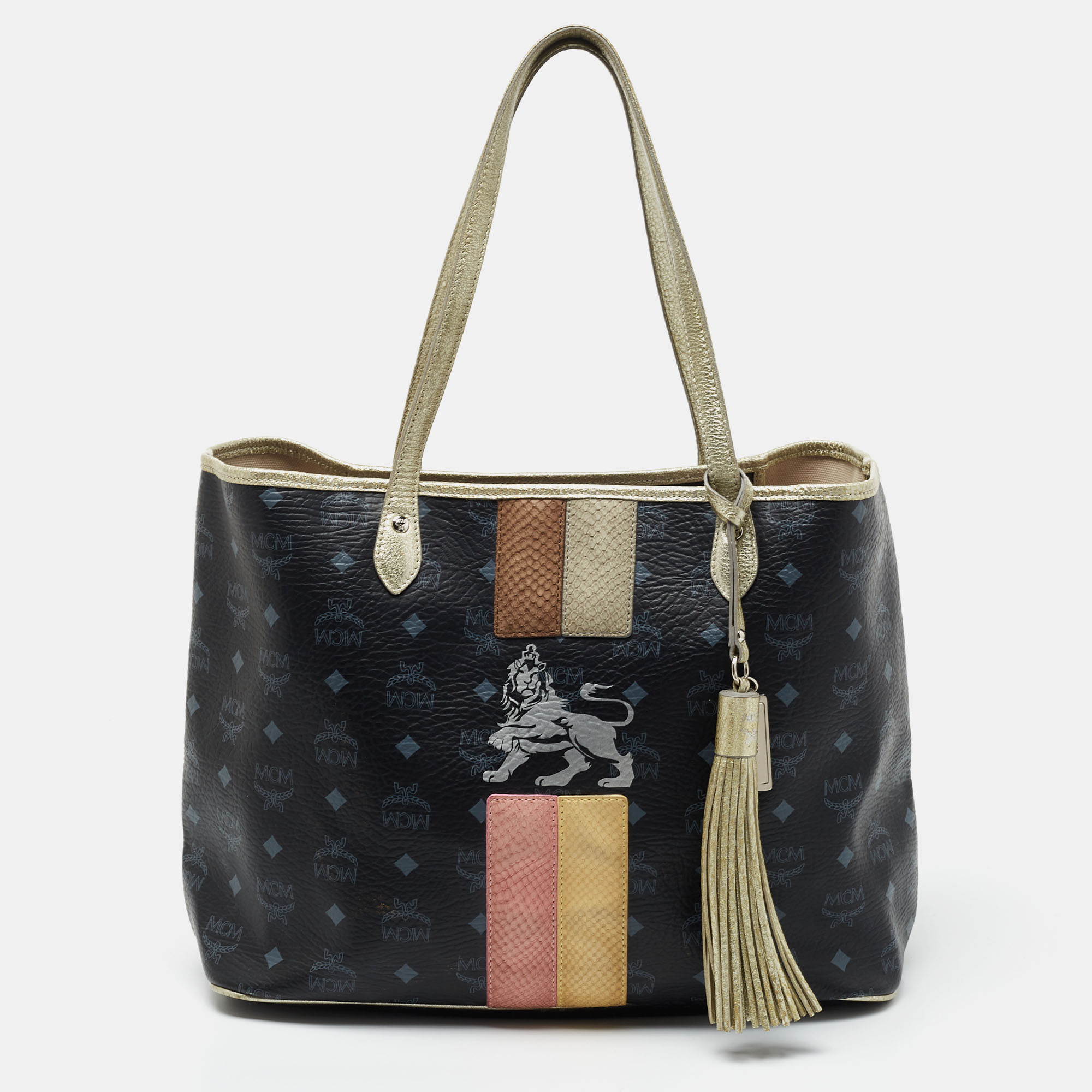 Preowned Mcm Black Visetos Coated Canvas And Leather Princess Lion