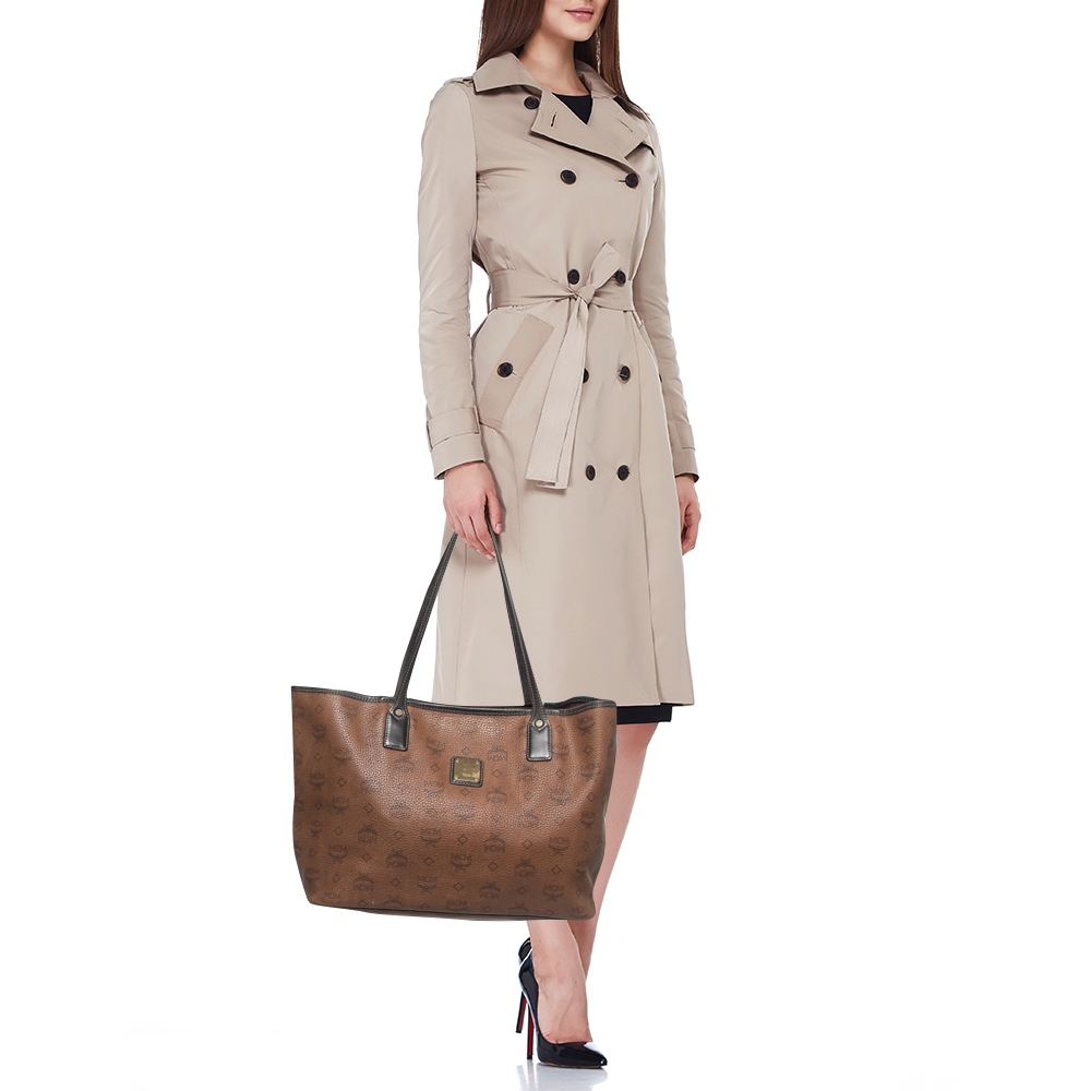 

MCM Brown/Black Visetos Coated Canvas and Leather Open Tote
