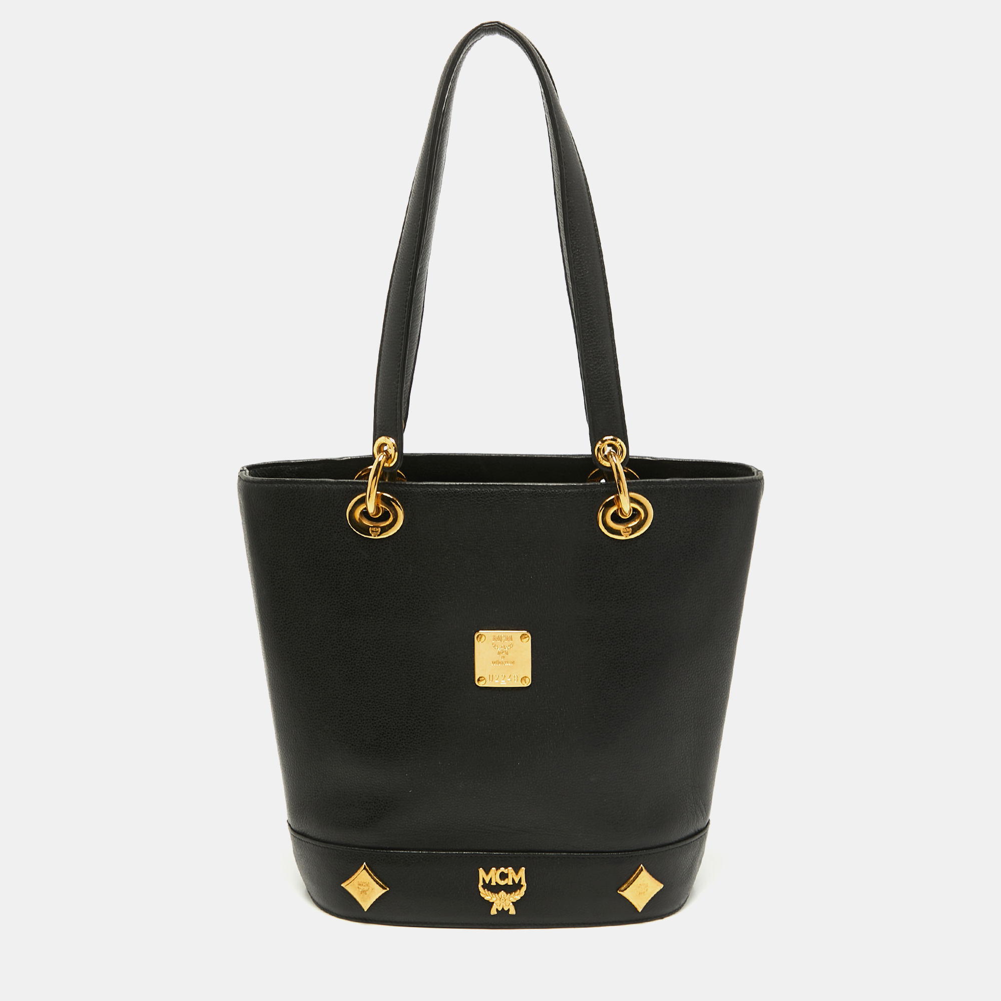 Pre-owned Mcm Black Leather Bucket Tote