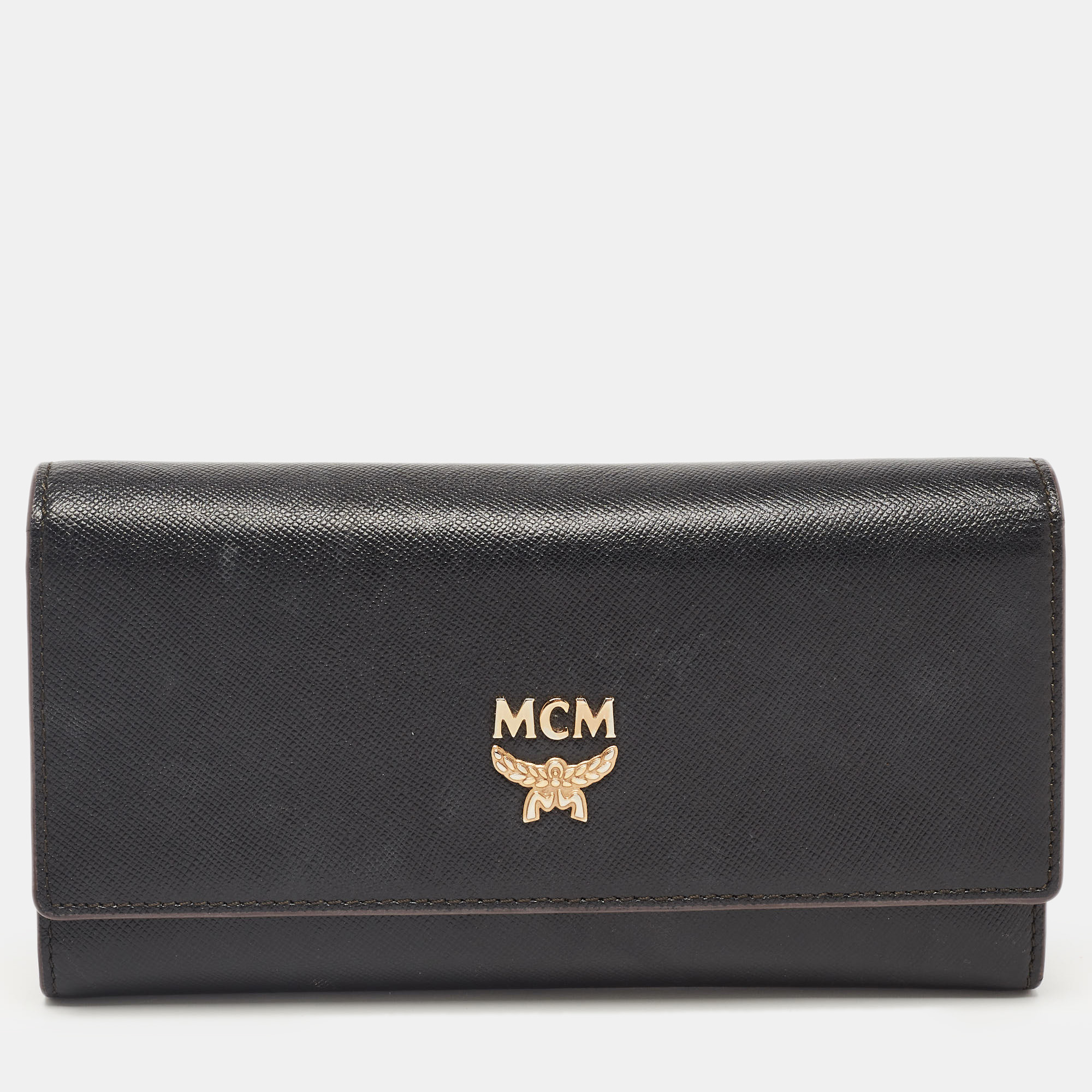 

MCM Black Leather Milla Long Trifold Continental Wallet