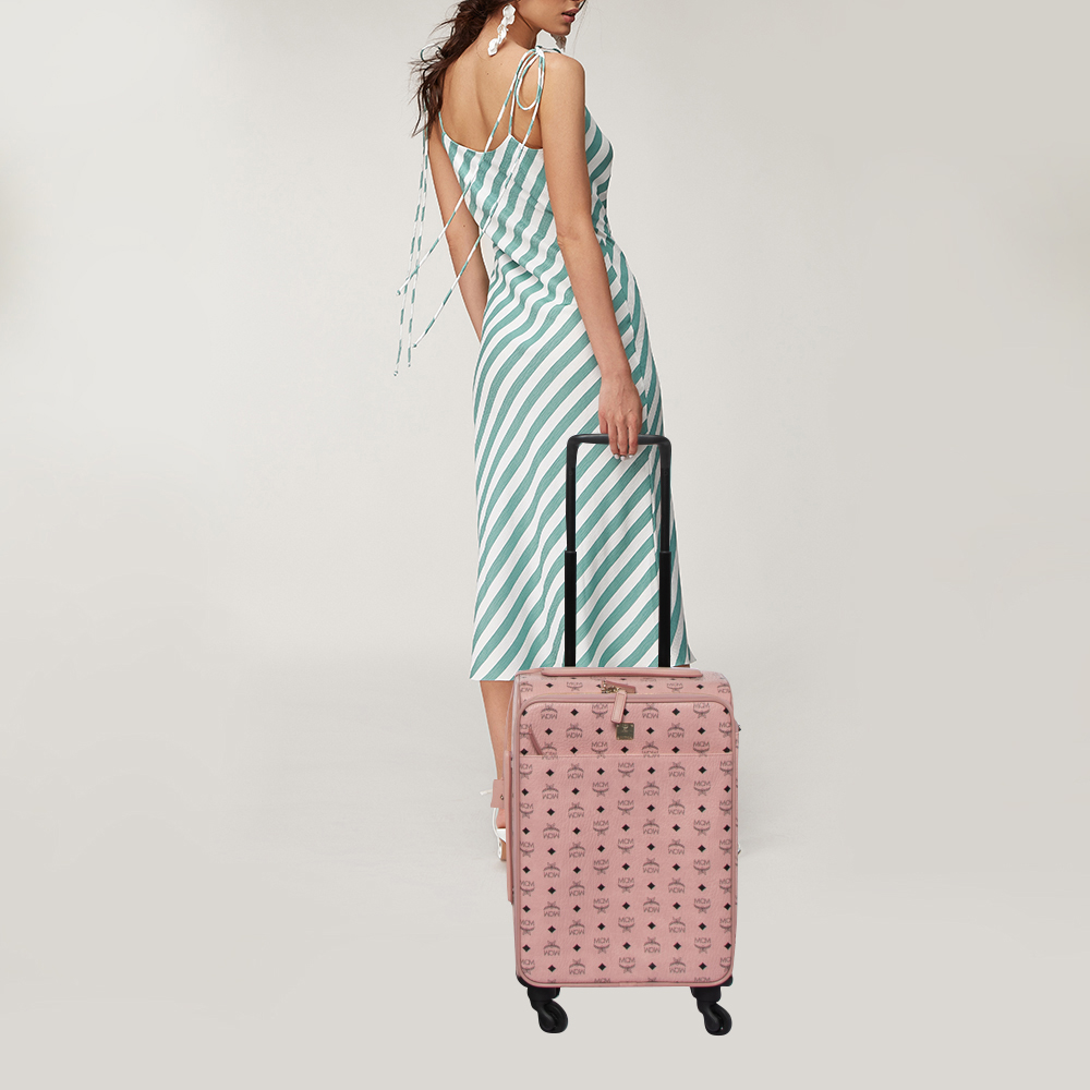 

MCM Pink Visetos Coated Canvas Traveler Cabin Luggage