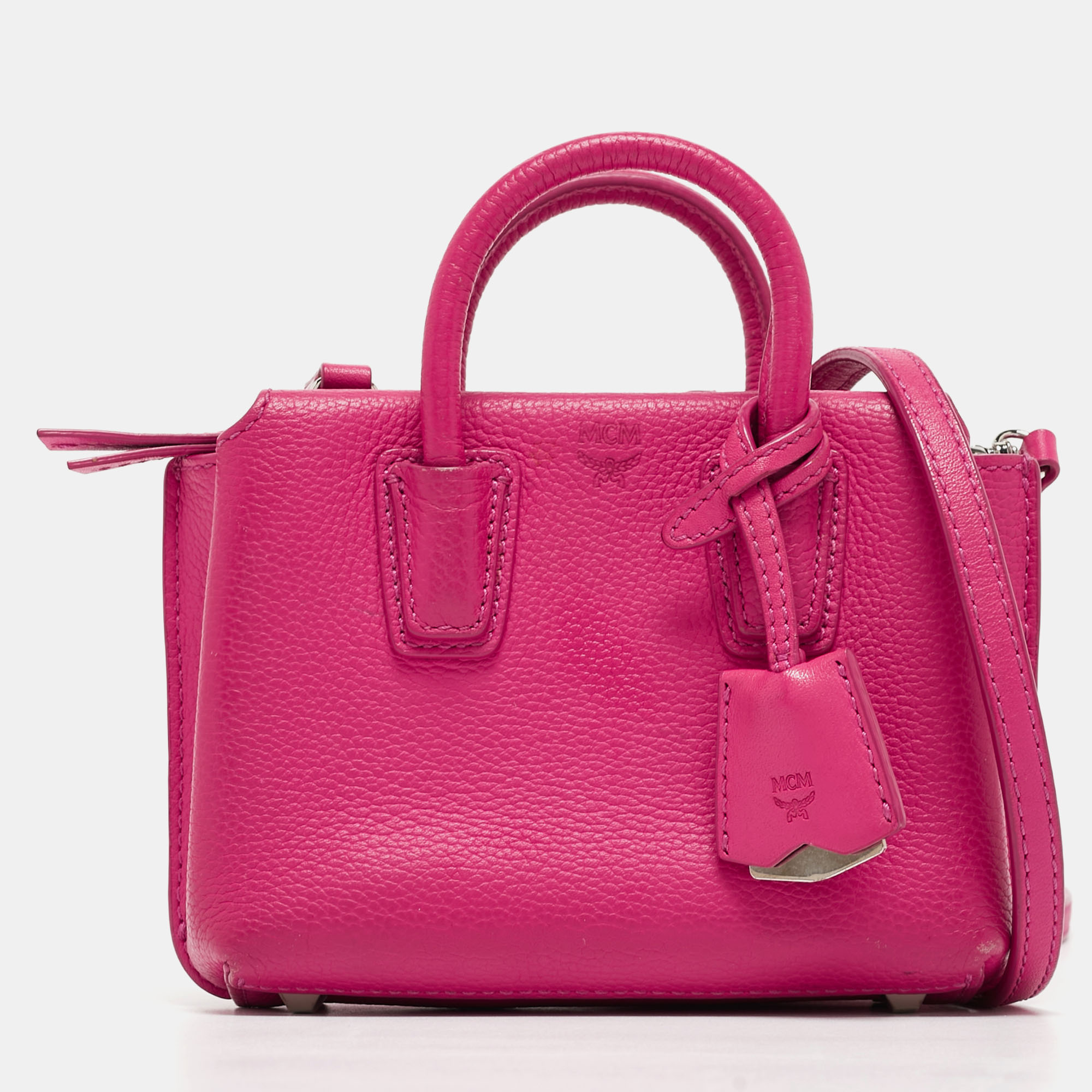 Pre-owned Mcm Pink Leather Mini Milla Tote