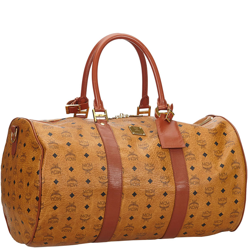 

MCM Brown Visetos Leather Duffle Bag