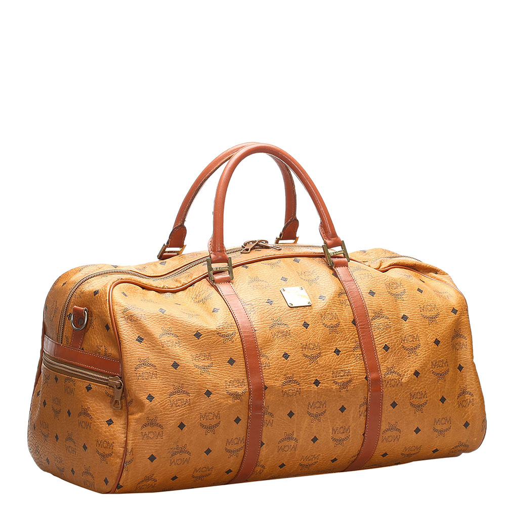 

MCM Brown Visetos Coated Canvas Duffle Bag