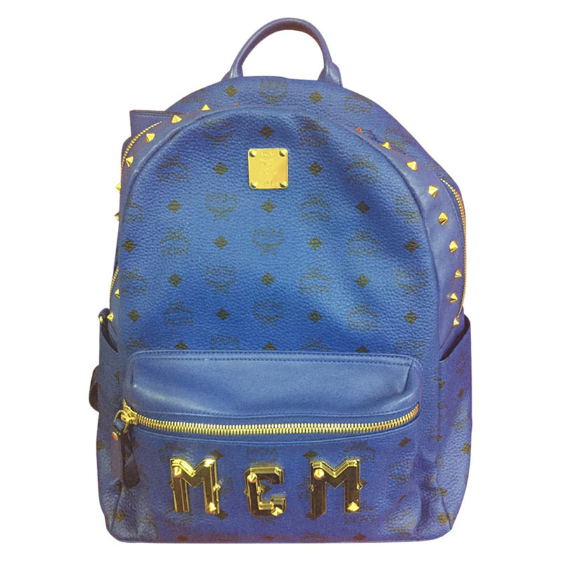 Buy MCM Blue Visetos Coated Canvas Stark Backpack 89177 at best price | TLC
