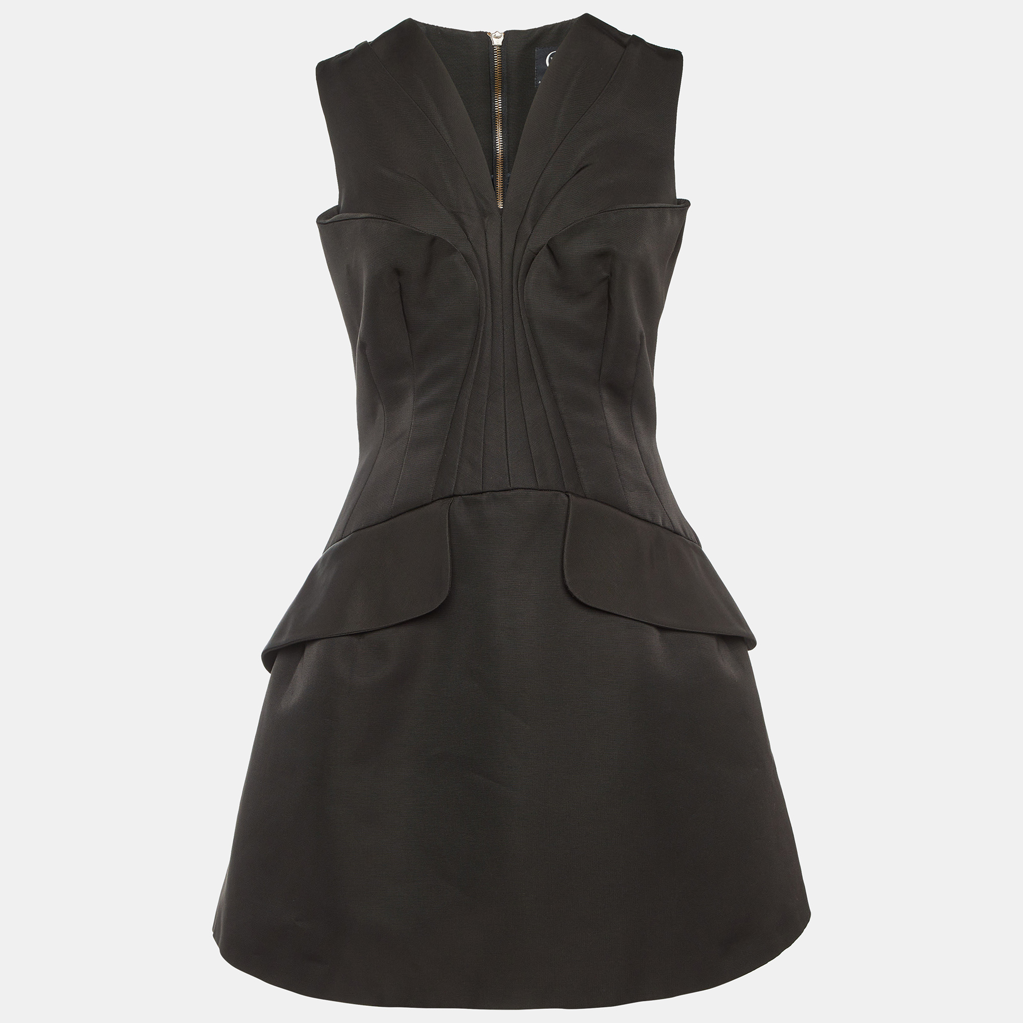 

McQ by Alexander McQueen Black Cotton Blend Pleated Sleeveless Dress M