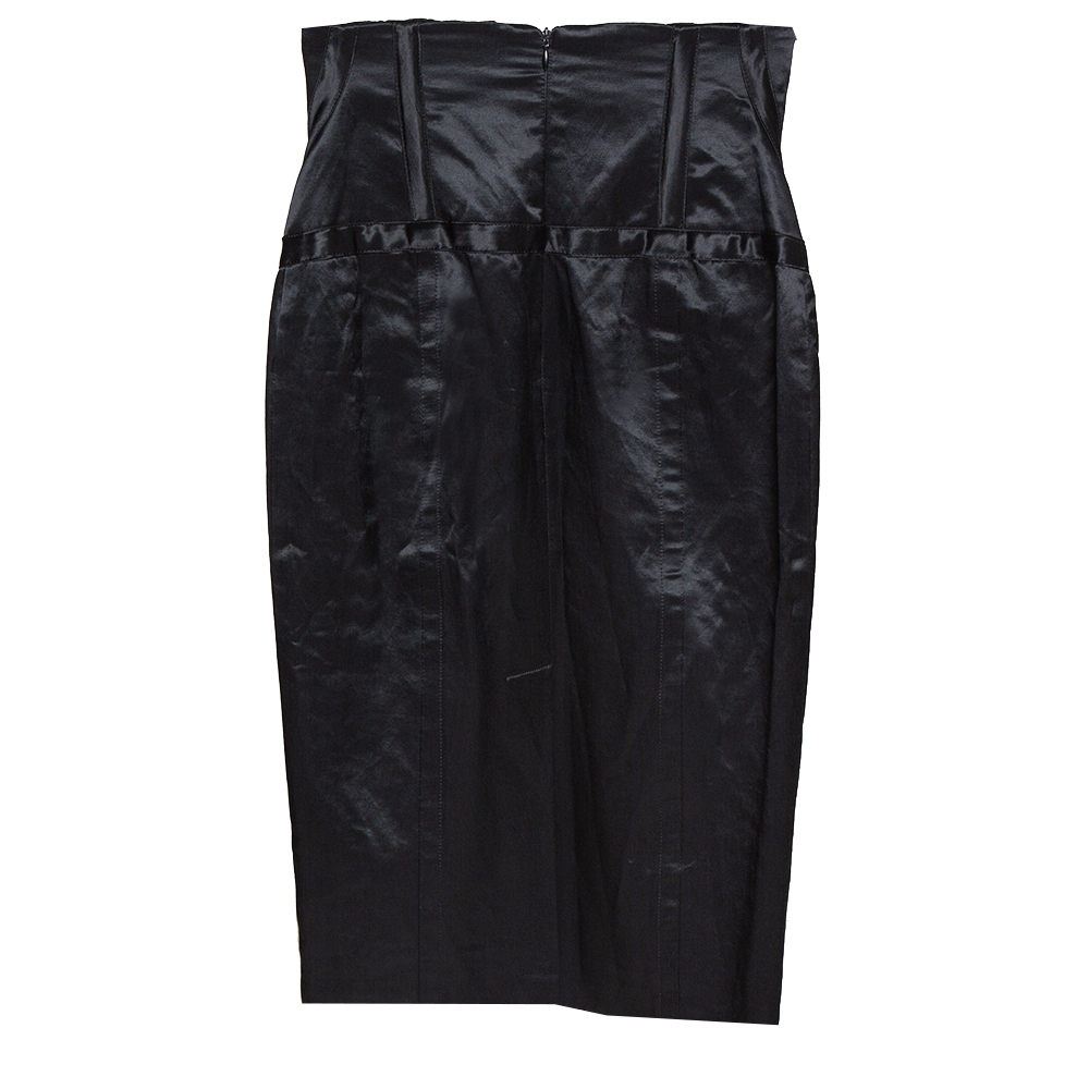 

McQ by Alexander McQueen Black Cotton Blend Corset Waist Detail Pencil Skirt