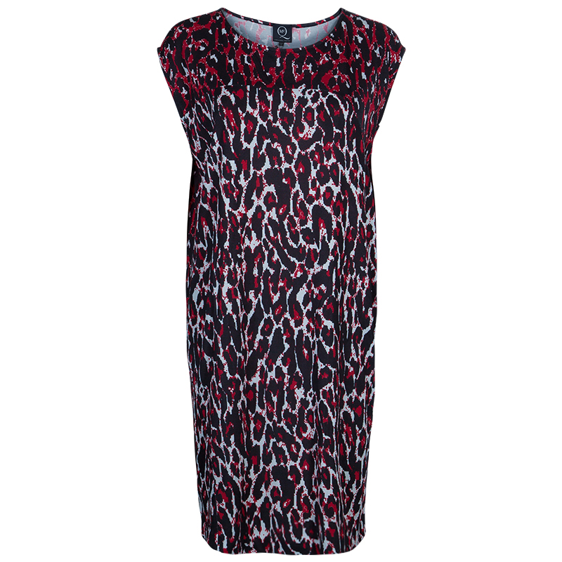 McQ by Alexander McQueen Red and Black Leopard Print Sleeveless Dress L ...