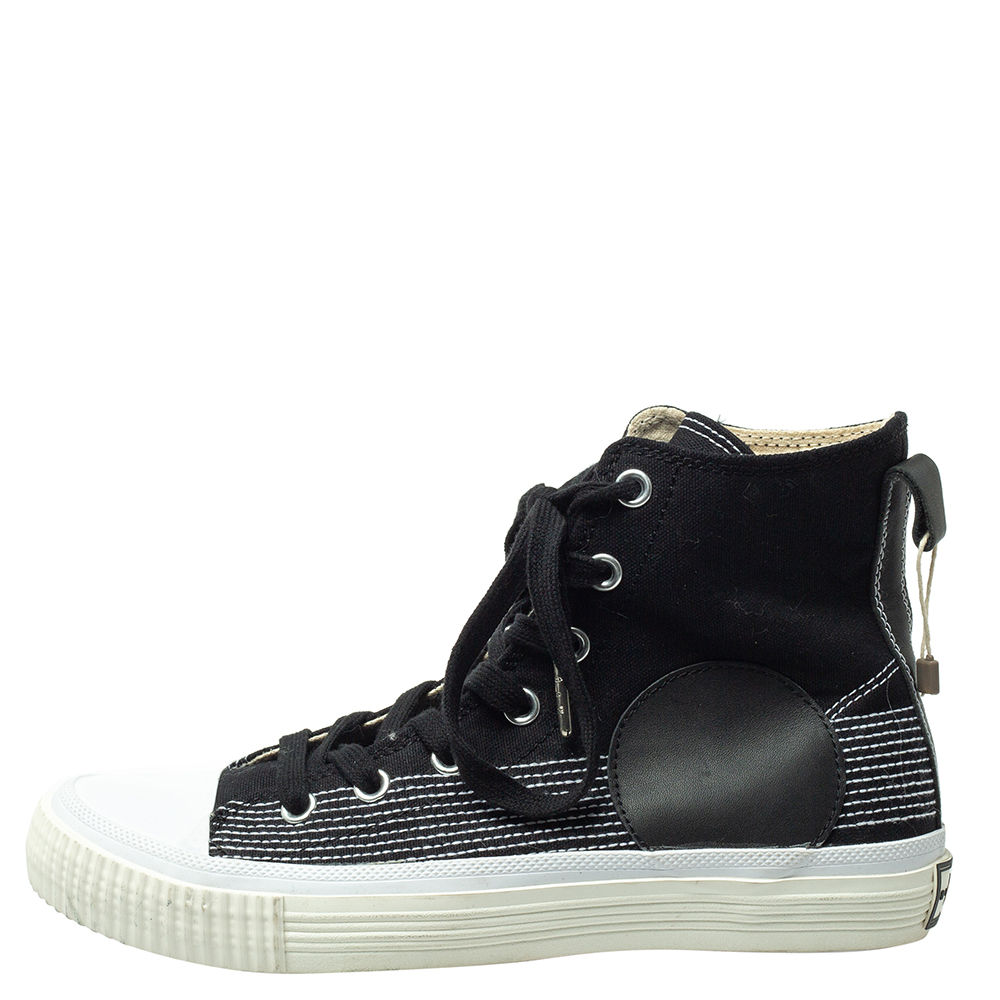 

McQ by Alexander McQueen Black Canvas And Leather Swallow Plimsoll High Top Sneakers Size