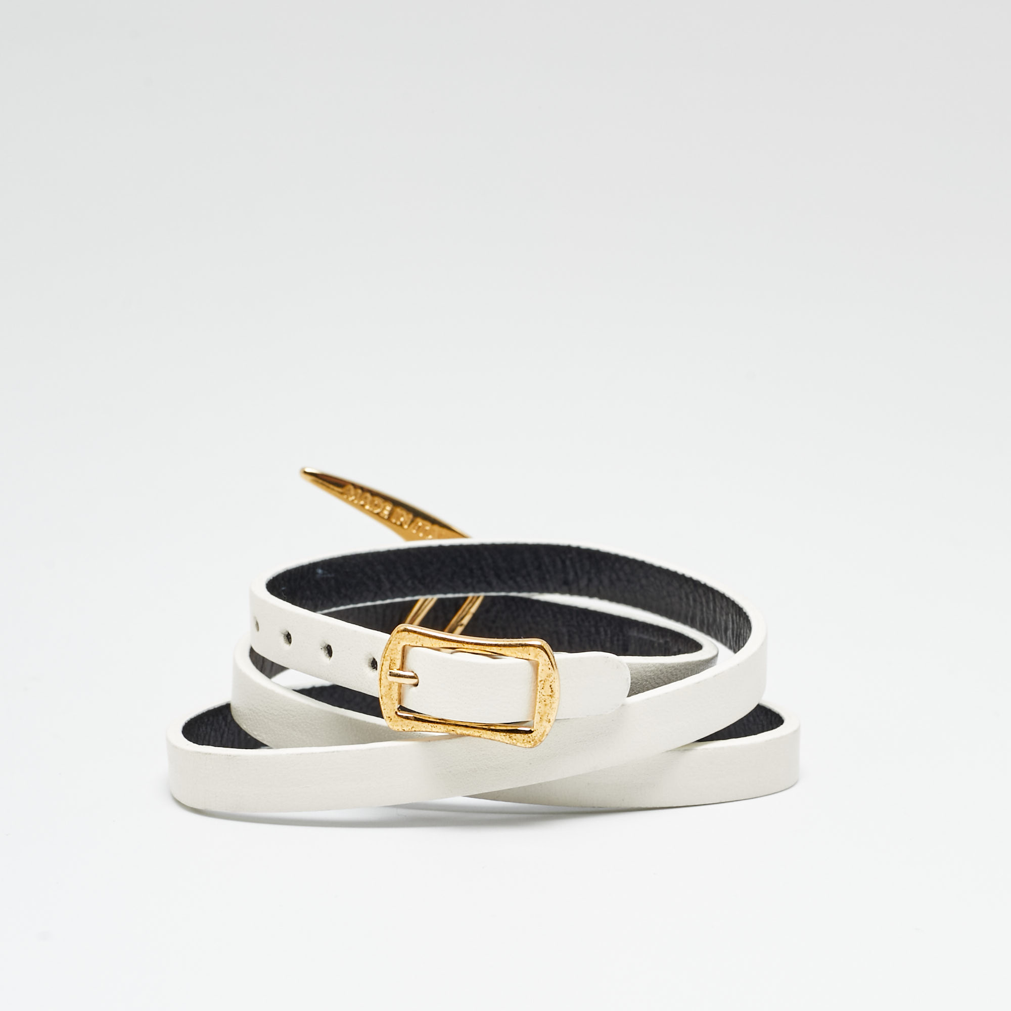 Pre-owned Mcq By Alexander Mcqueen Mcq Bt Alexander Mcqueen Leather Gold Tone Bracelet