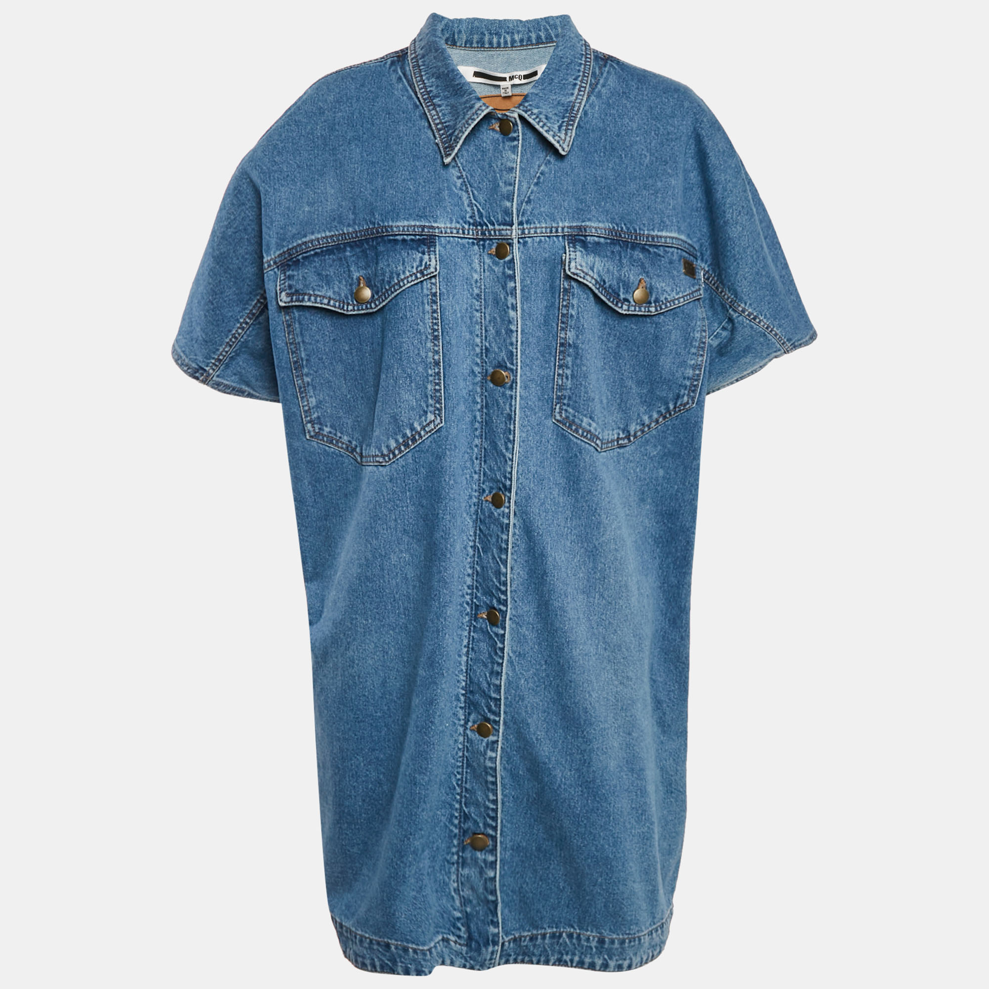 

McQ by Alexander McQueen Blue Washed Denim Shirt Dress L