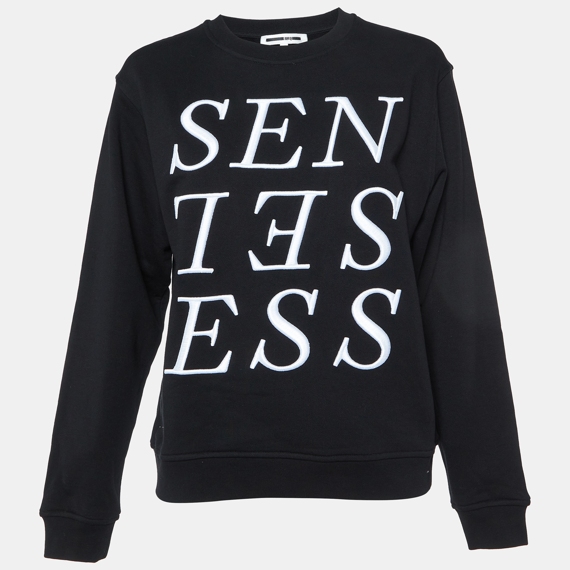 

McQ by Alexander McQueen Black Embroidered Cotton Sweatshirt M