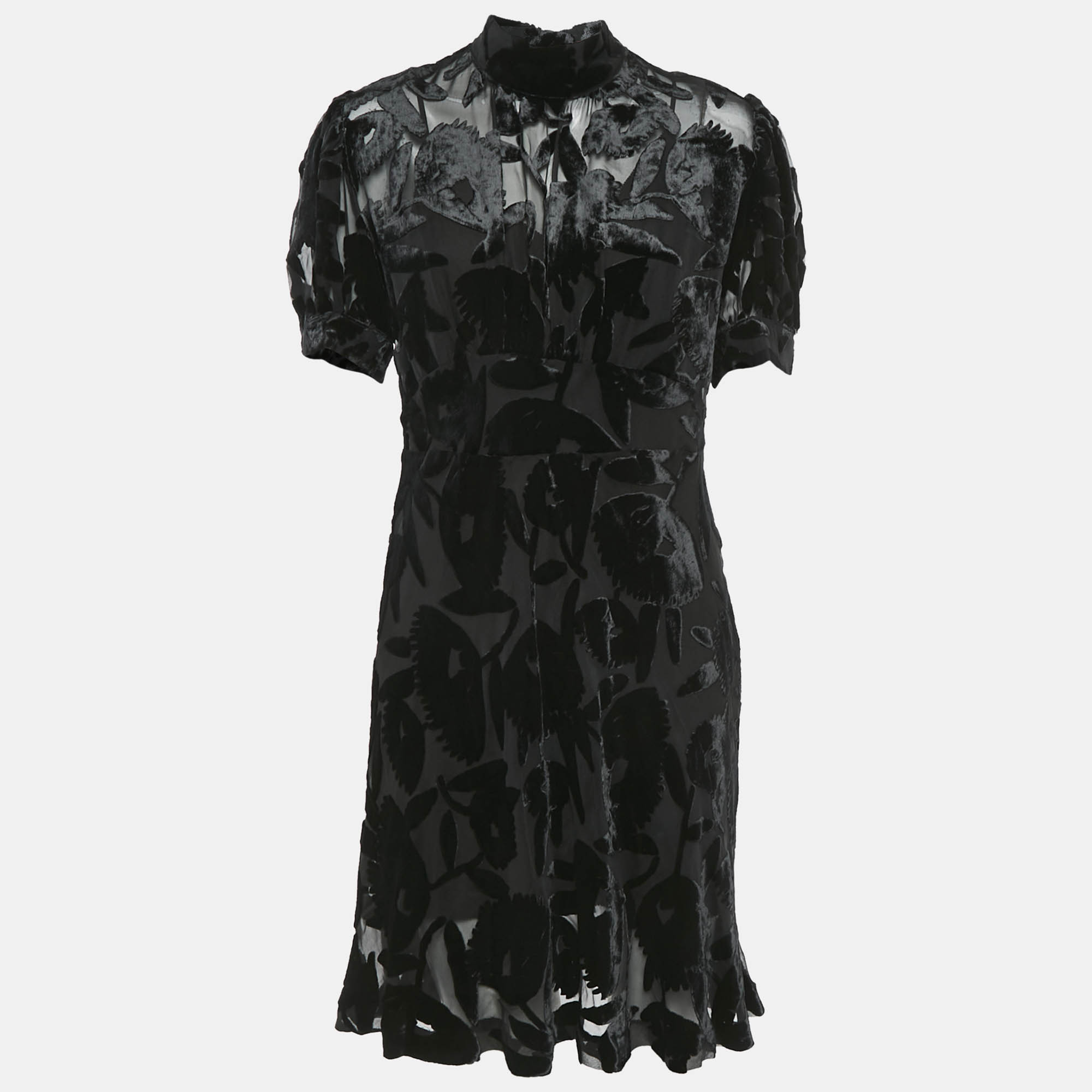 

McQ by Alexander McQueen Black Patterned Velvet Short Dress M