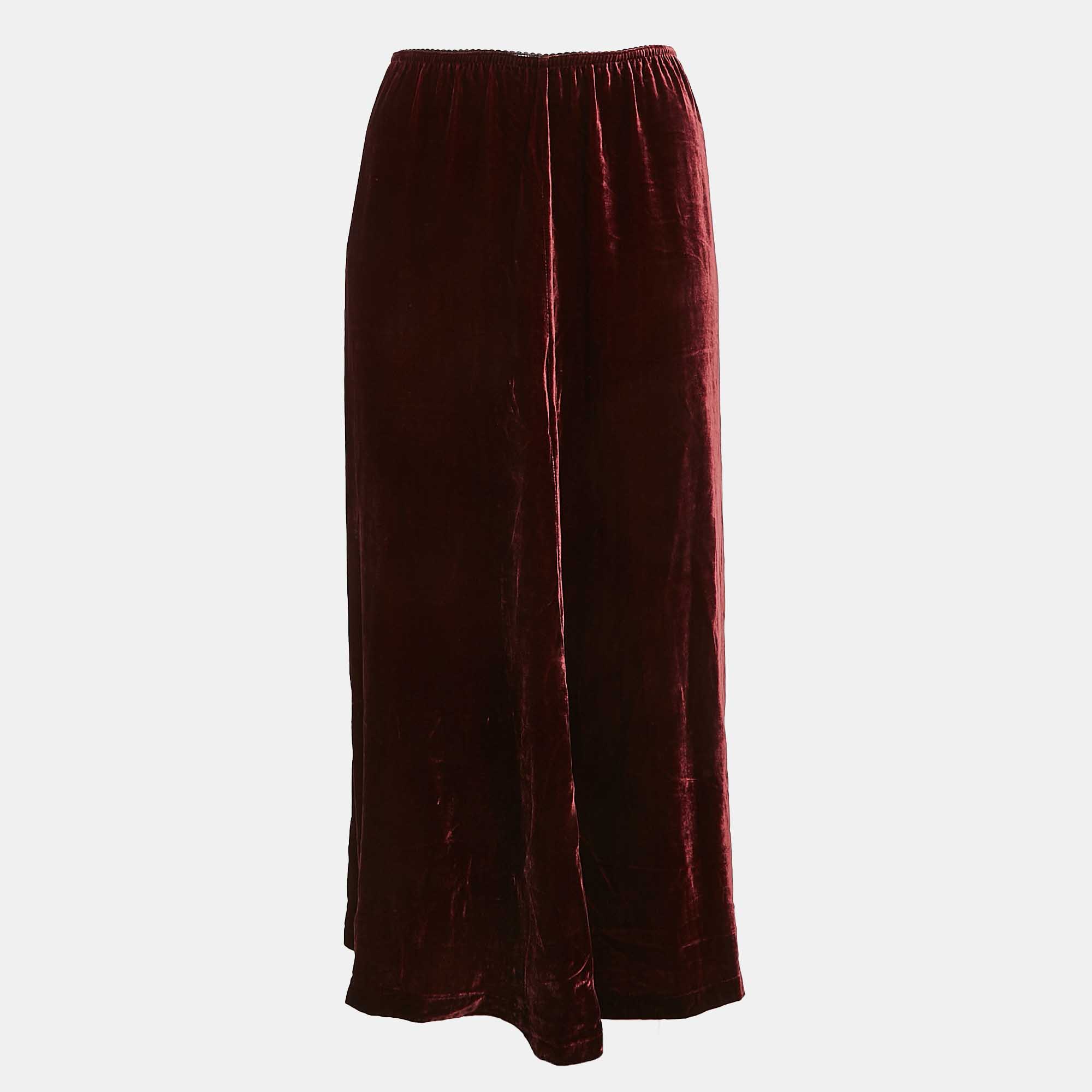 

McQ by Alexander McQueen Burgundy Velvet Maxi Skirt M