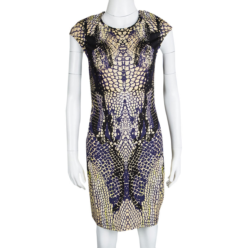 McQ by Alexander McQueen Multicolor Snake Skin Print Sleeveless Dress M ...