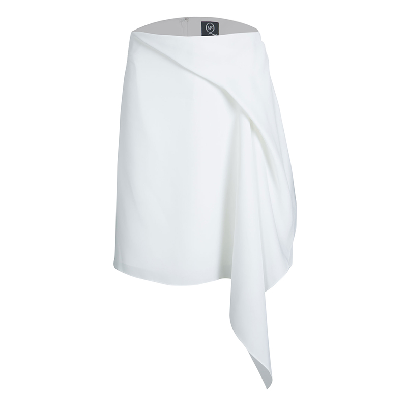 Pre Owned McQ by Alexander McQueen White Draped Asymmetric Handkerchief Skirt L