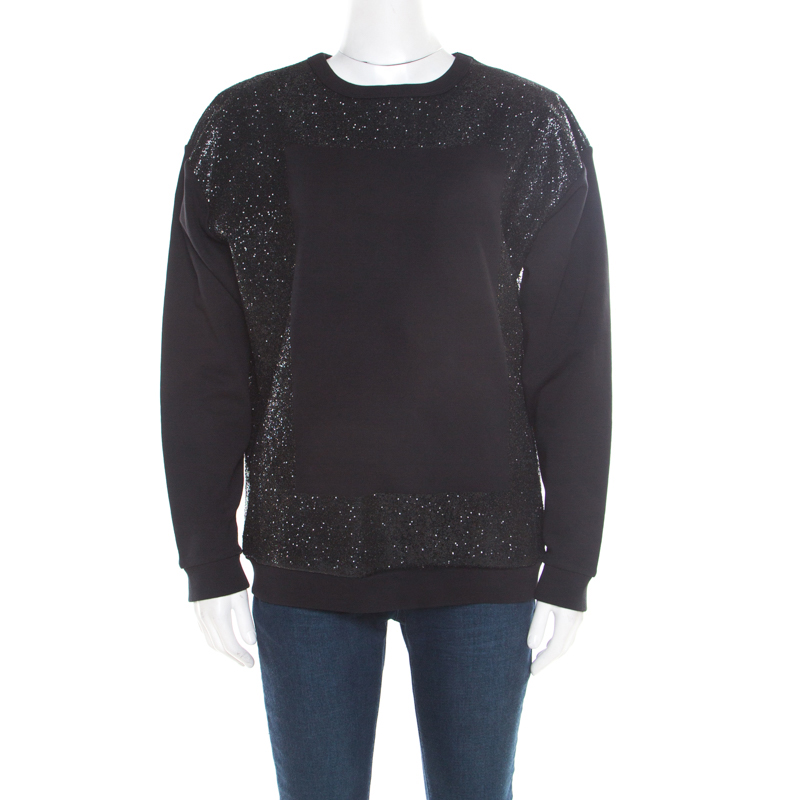 Pre Owned McQ by Alexander McQueen Black Crew Neck Glitter Sweatshirt M