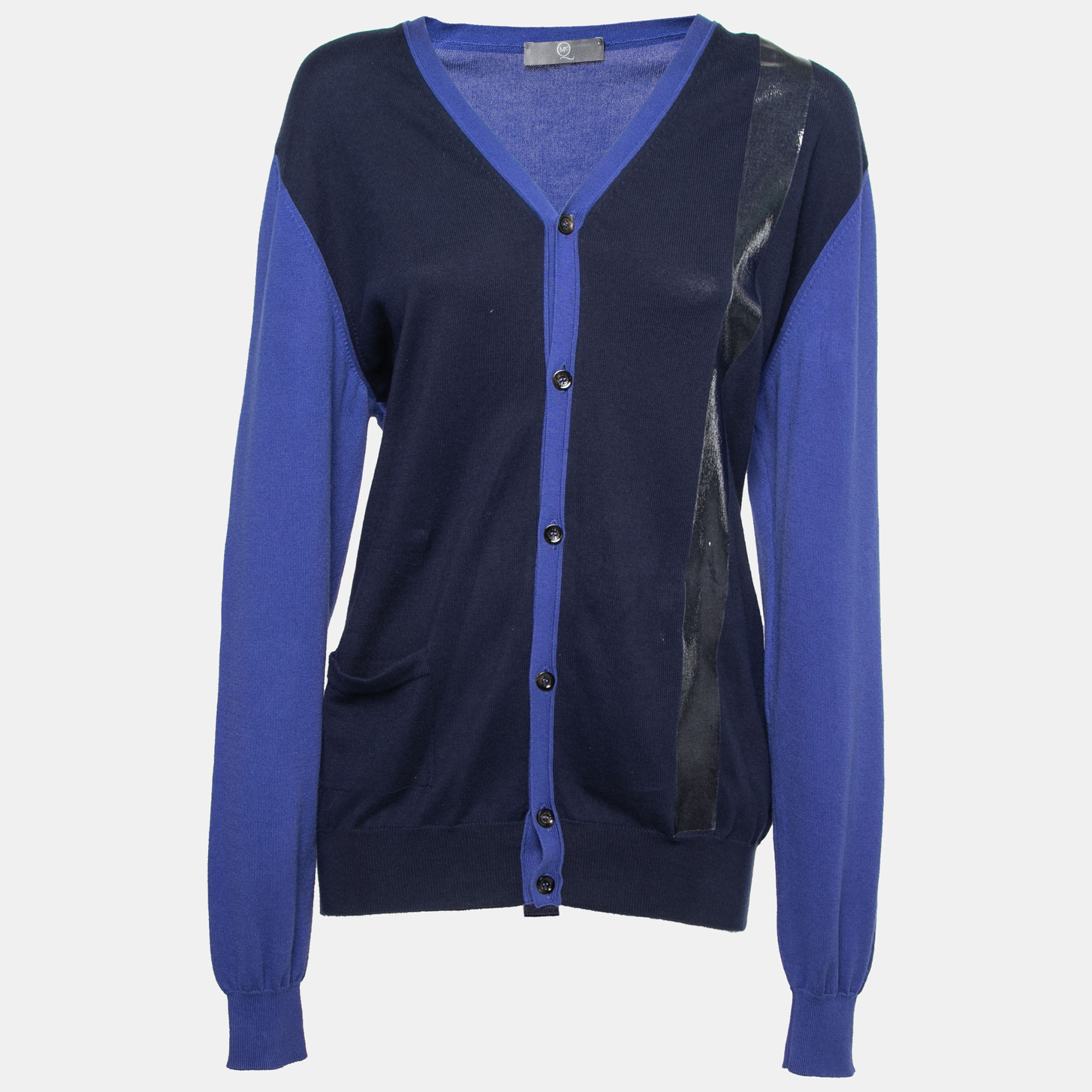 

McQ by Alexander McQueen Blue Knit Button Front Long Sleeve Cardigan L