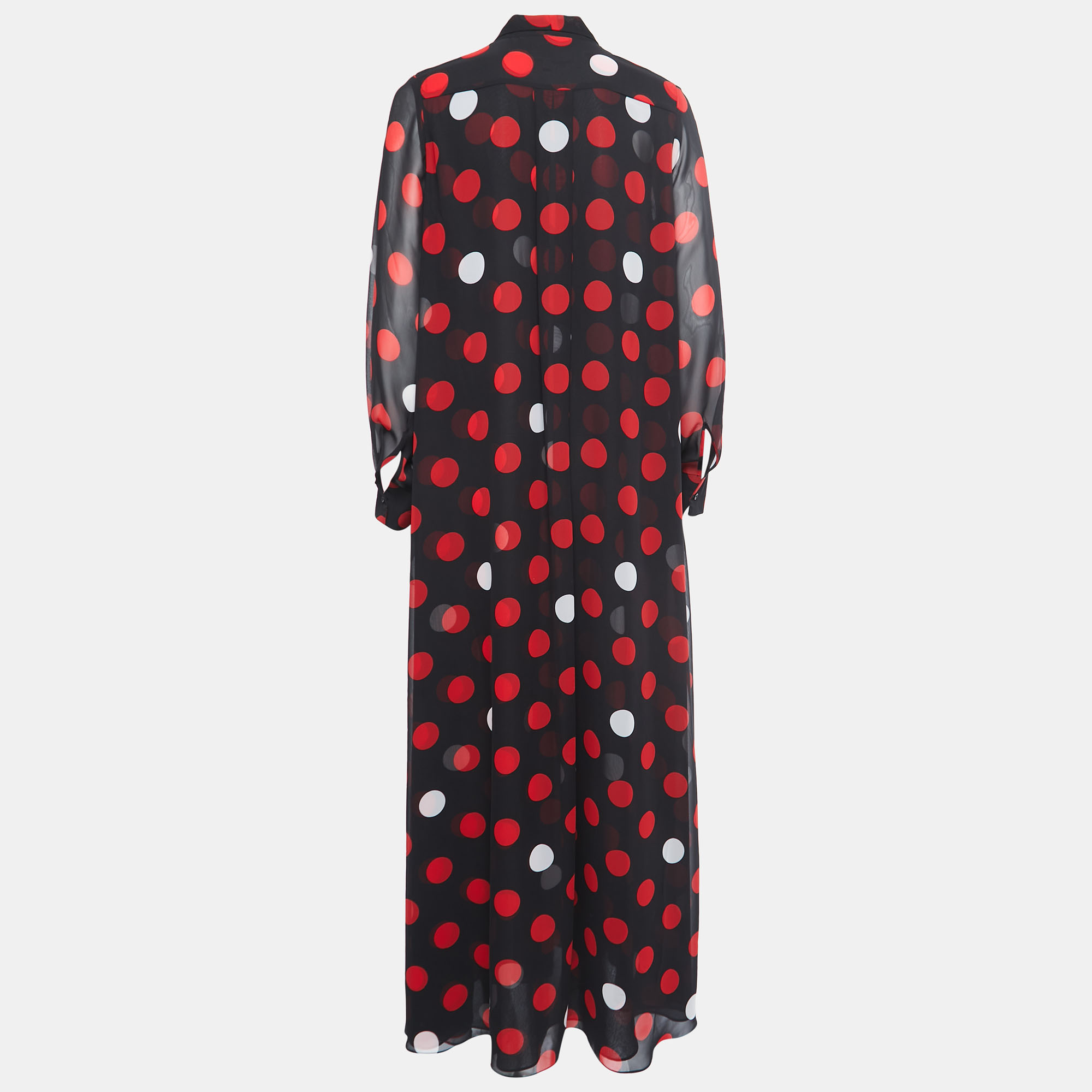 

McQ by Alexander McQueen Black Polka Dotted Synthetic Button Front Maxi Dress