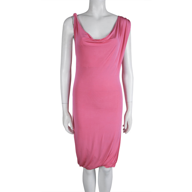

McQ By Alexander McQueen Pink Knit Draped Sleeveless Dress