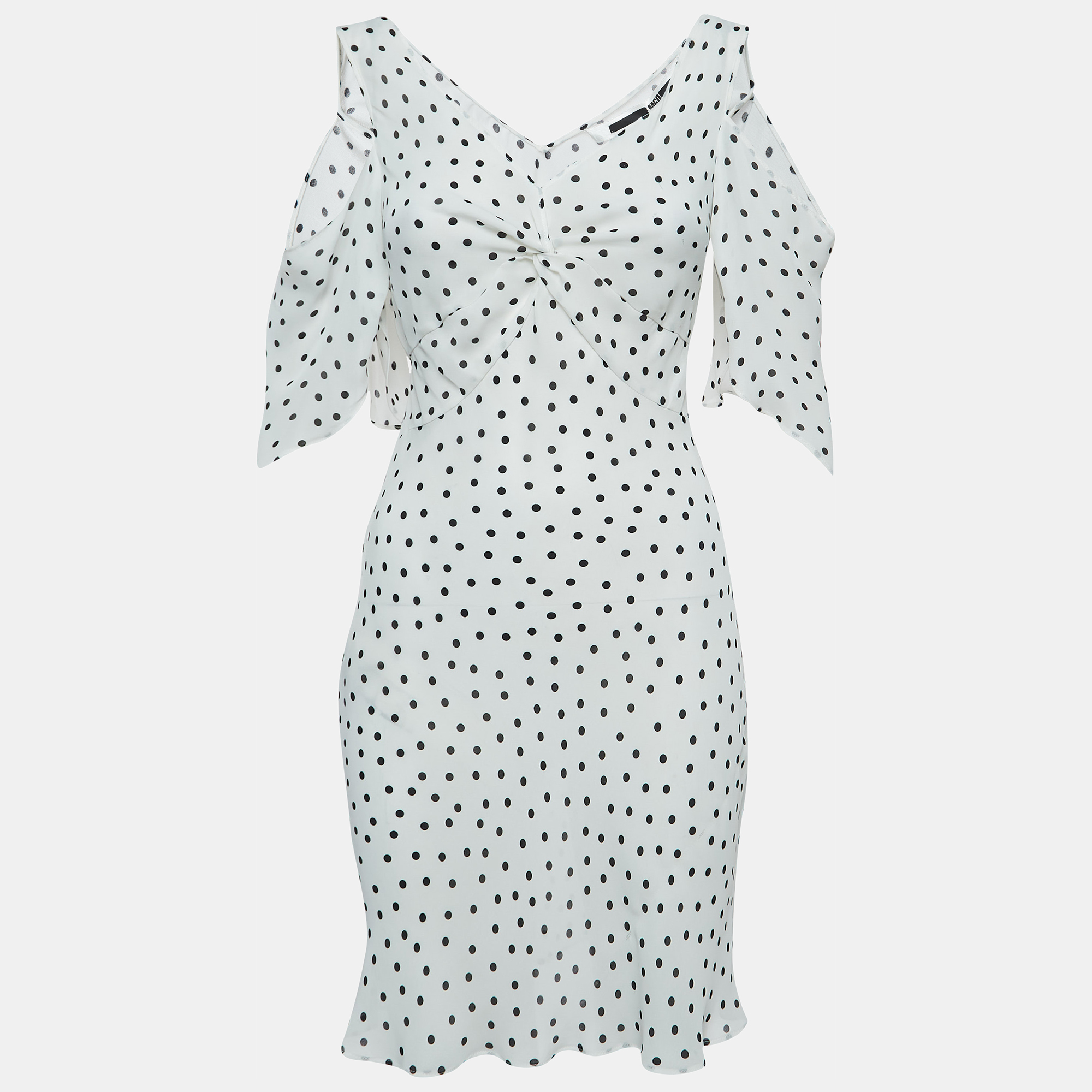 Pre-owned Mcq By Alexander Mcqueen White Polka Dot Print Chiffon Short Dress S
