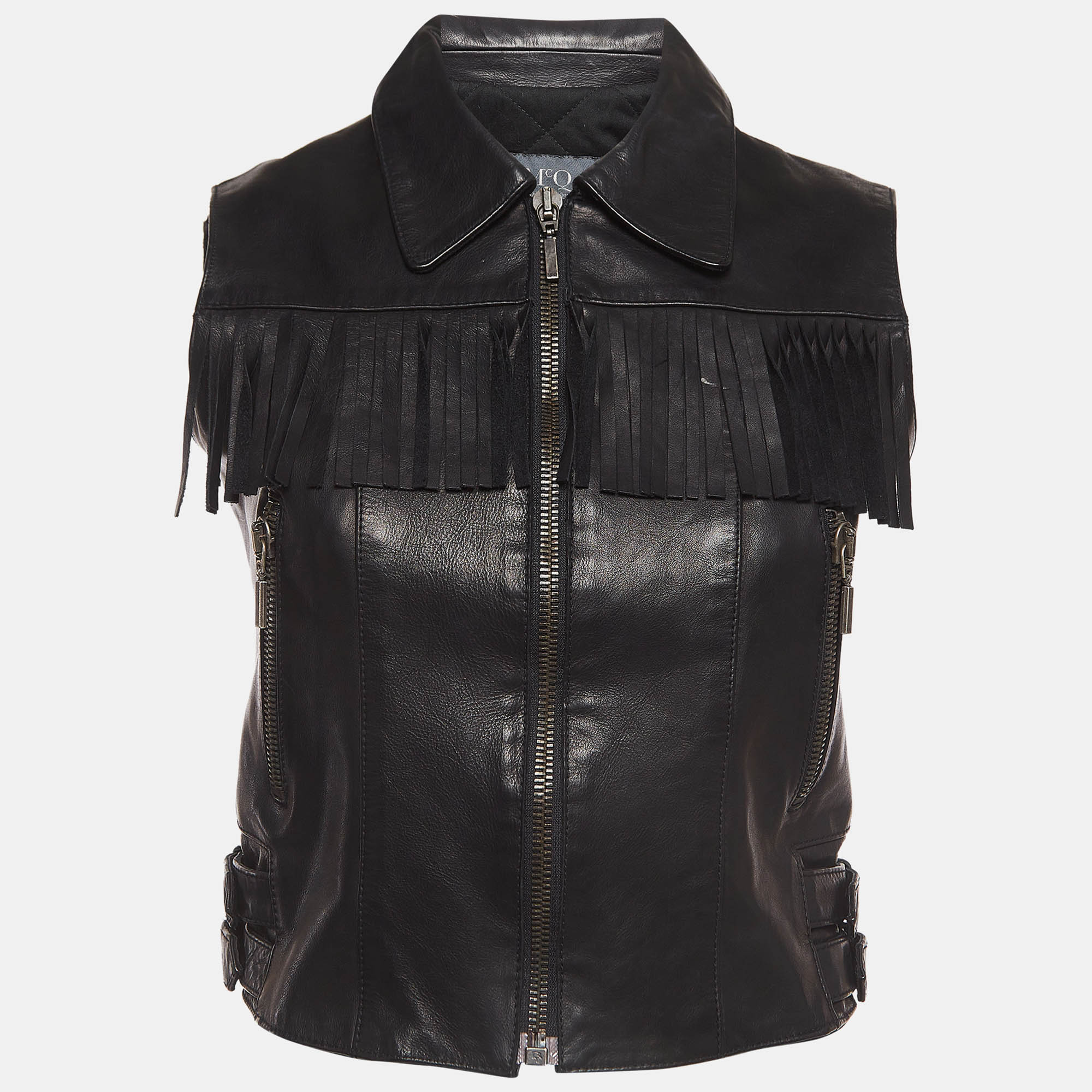 

McQ by Alexander McQueen Black Leather Fringe Detailed Vest S