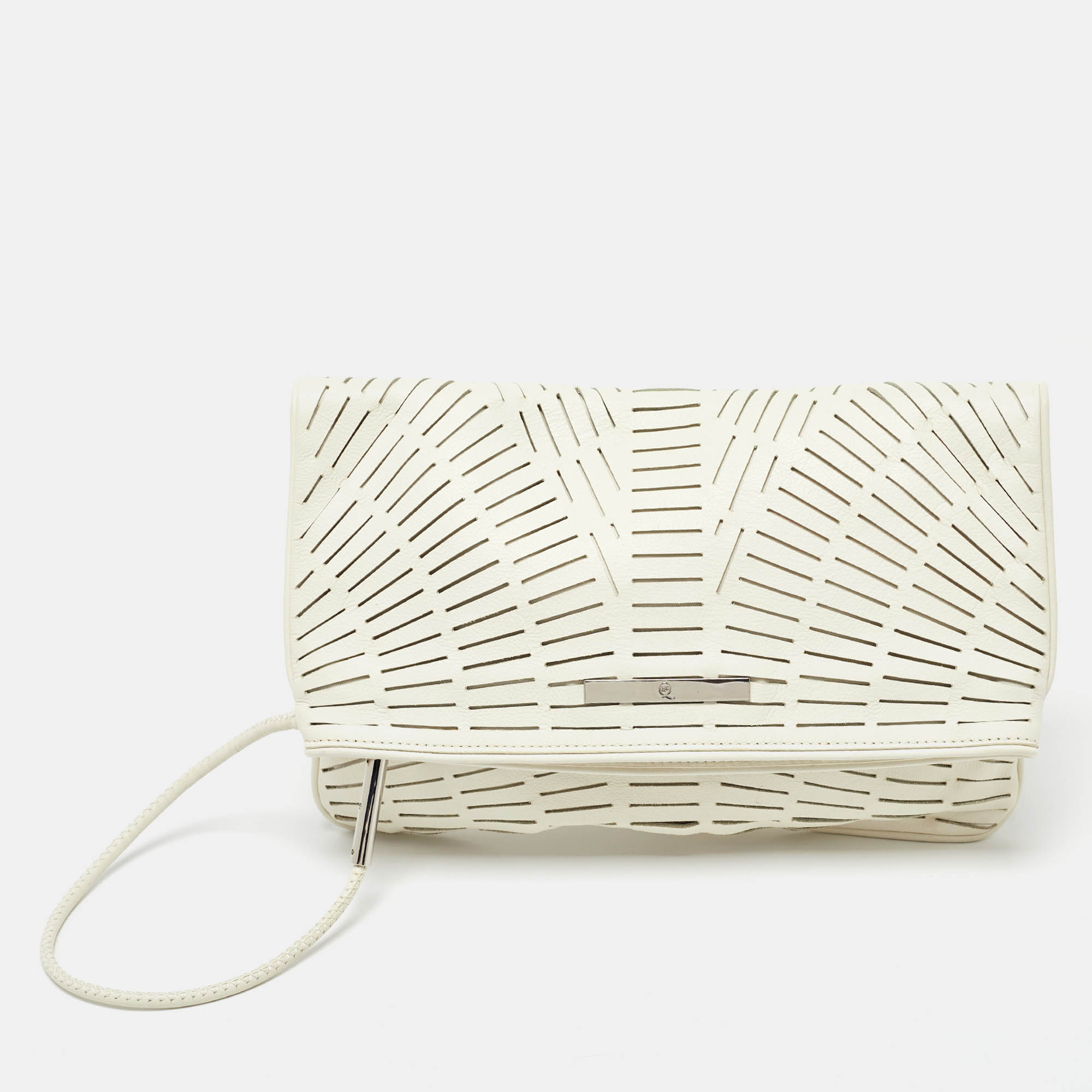 

McQ by Alexander McQueen Off White Laser Cut Fold Over Clutch