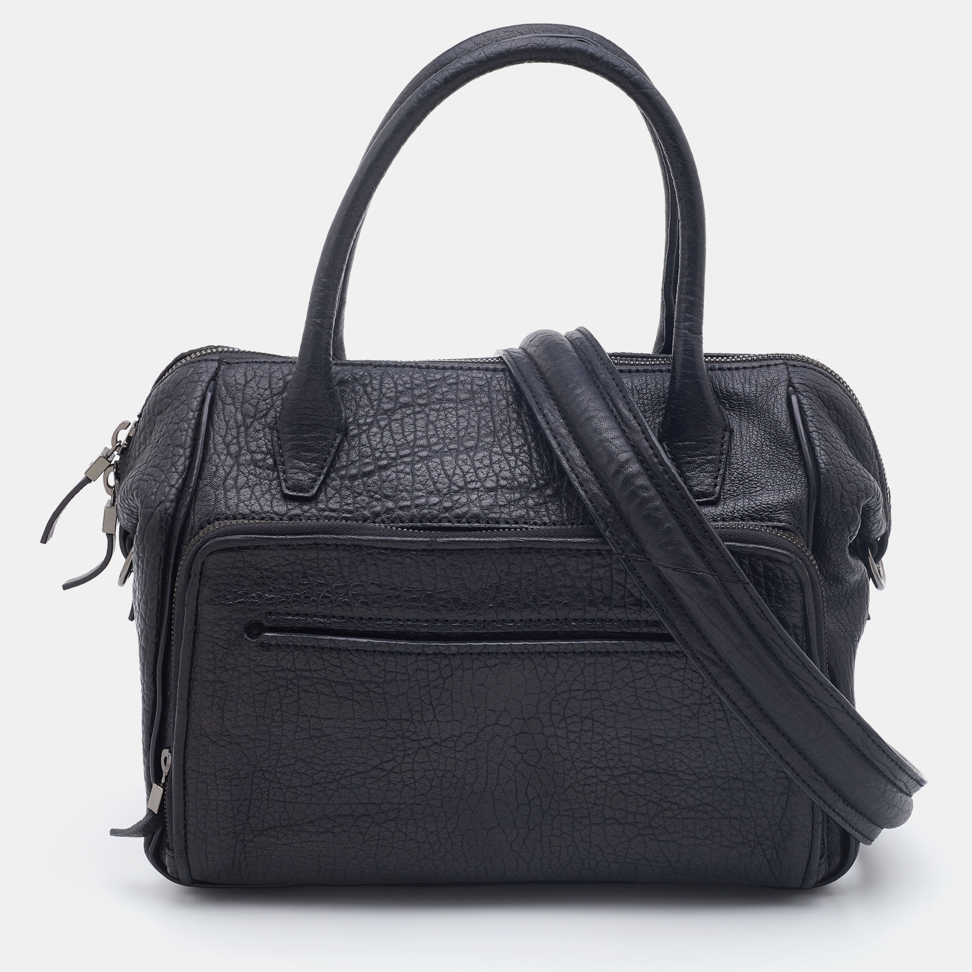 Pre Owned McQ by Alexander McQueen Black Textured Leather Satchel