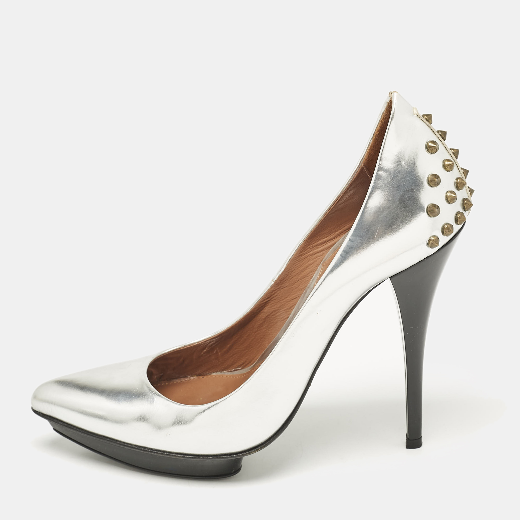 

McQ by Alexander McQueen Silver Leather Platform Pumps Size