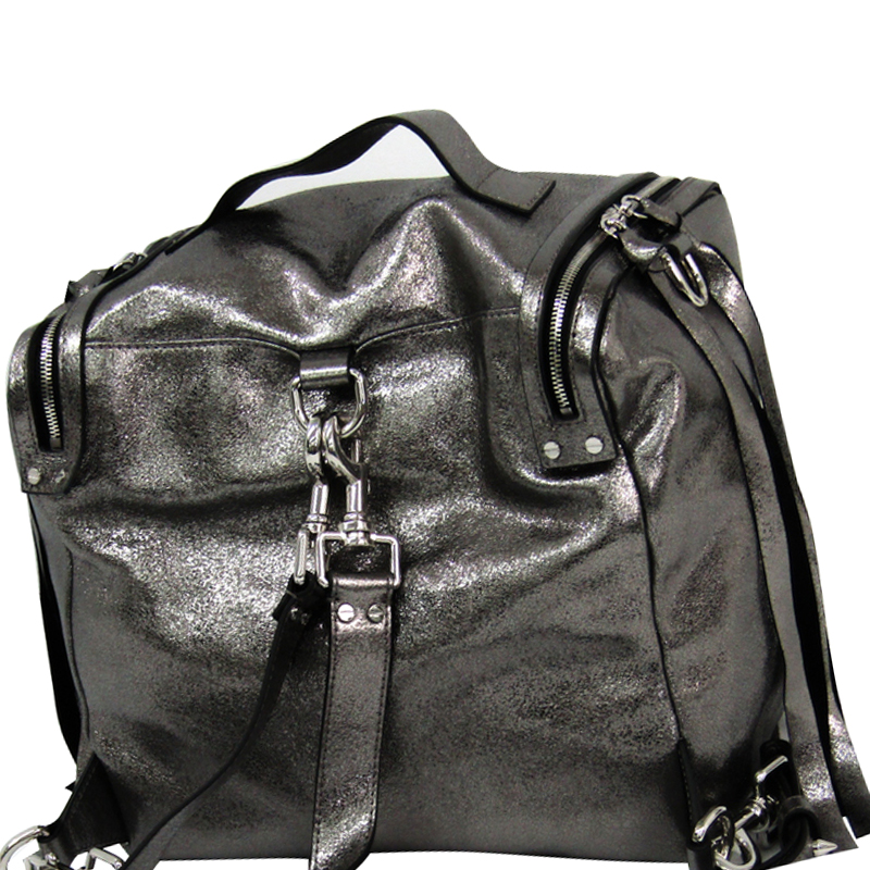 

McQ Sliver Leather Loveless Convertible Backpack, Silver