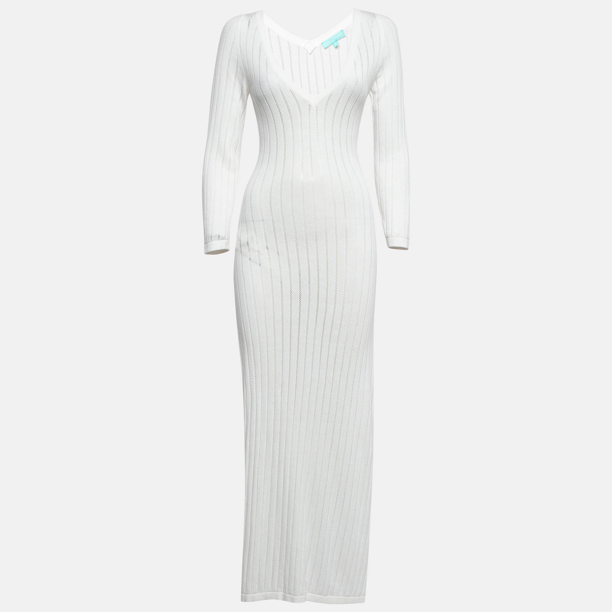 

Melissa Odabash White Cotton Knit Sheer Midi Dress S